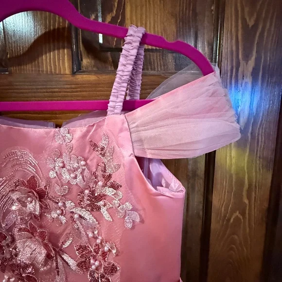 Elegant Pink Floral Dress kids - Picture 3 of 6